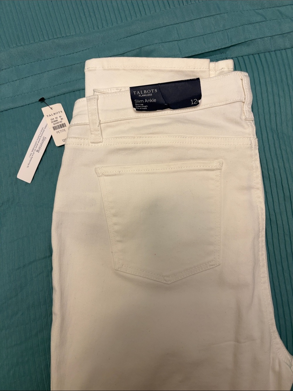 NEW With Tags Talbots White Slim Ankle Jeans - Petite size 12